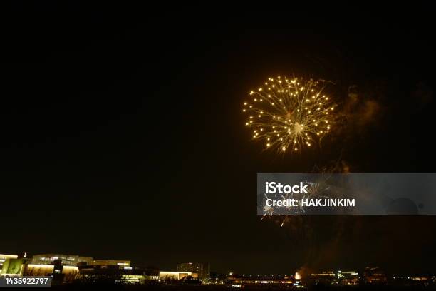 Firecrackers Are Exploding In The Sky Stock Photo - Download Image Now - Abstract, Bright, Celebration