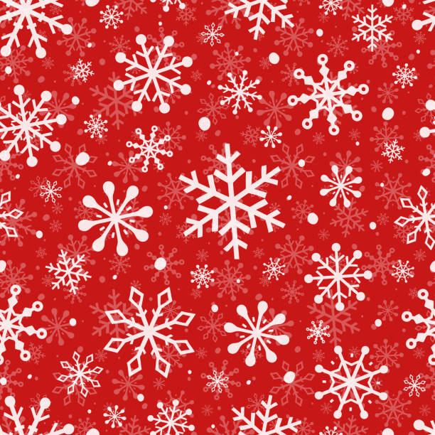 illustrazioni stock, clip art, cartoni animati e icone di tendenza di concetto di modello natalizio. carta da regalo natalizia con fiocchi di neve. vettore - textured paper red seamless