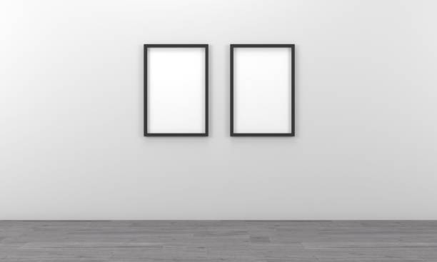 3D rendering of mockup frames on a white wall