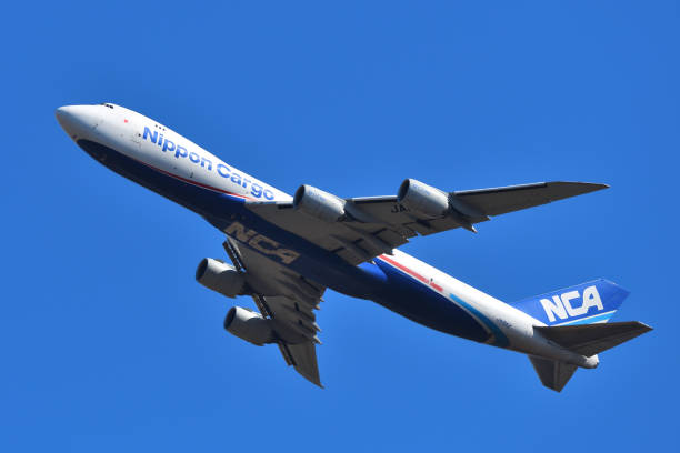 Nippon Cargo Airlines (NCA) Boeing B747-8F (JA16KZ) freighter. Chiba Prefecture, Japan - February 23, 2022:Nippon Cargo Airlines (NCA) Boeing B747-8F (JA16KZ) freighter. nippon cargo airlines photos stock pictures, royalty-free photos & images