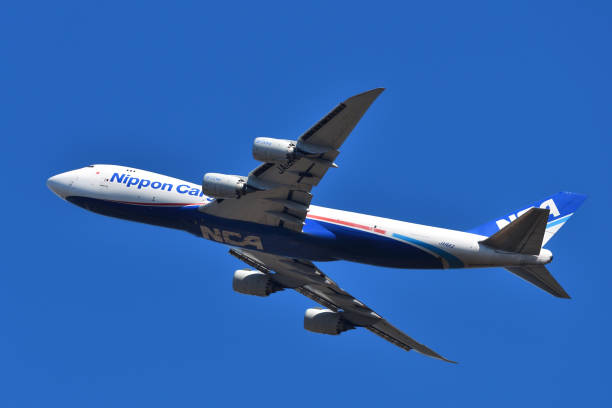 Nippon Cargo Airlines (NCA) Boeing B747-8F (JA16KZ) freighter. Chiba Prefecture, Japan - February 23, 2022:Nippon Cargo Airlines (NCA) Boeing B747-8F (JA16KZ) freighter. nippon cargo airlines photos stock pictures, royalty-free photos & images