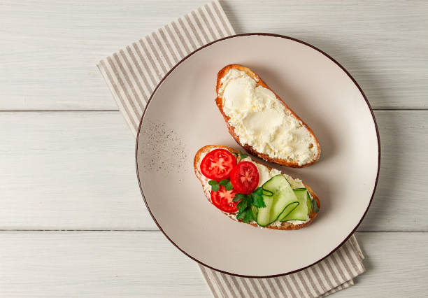 istock Sandwich, with cream cheese, homemade, on a cutting board, rustic style, no people, selective focus, breakfast 1435937884