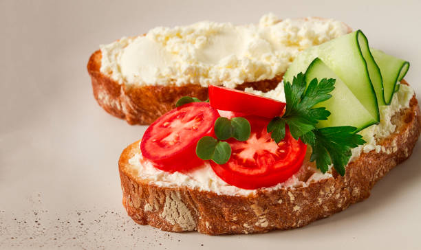 istock Sandwich, with cream cheese, homemade, on a cutting board, rustic style, no people, selective focus, breakfast 1435937887