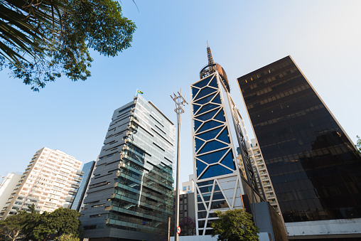 Modern Architecture Office Buildings in Paulista Avenue in Sao Paulo, Brazil.