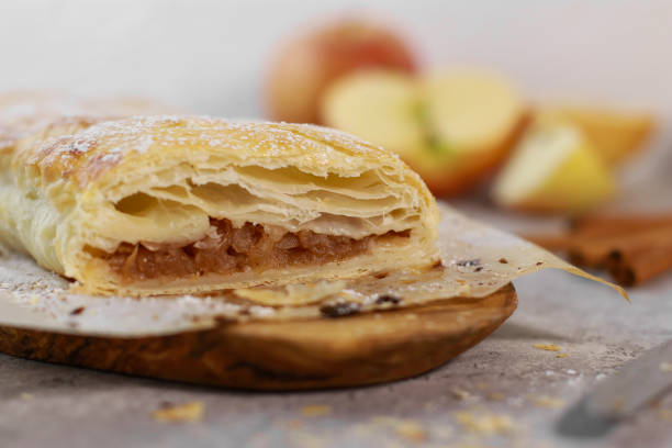 istock apple pastry strudel roll with cinnamon on grey marble table 1435944979