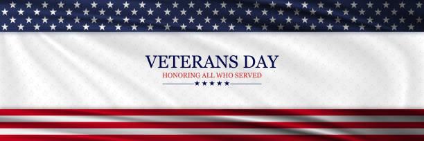 ilustrações de stock, clip art, desenhos animados e ícones de veterans day banner background. national holiday of the usa. - backgrounds us memorial day patriotism american flag