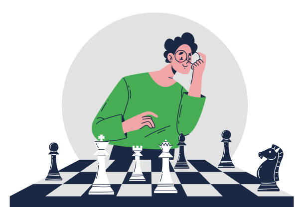 illustrations, cliparts, dessins animés et icônes de jeu d’échecs analyse de stratégie concept abstrait. élément d’illustration de conception graphique vectorielle - chess leisure games chess queen skill