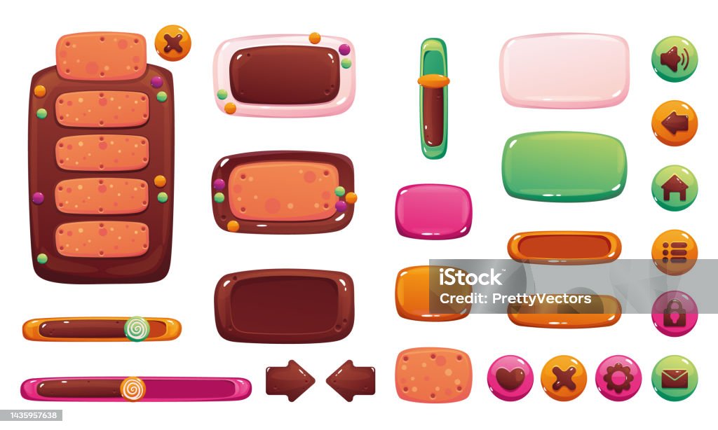 Graphiccookie Menu Candy Sweet Style Chocolate Cookie Menu Game Ui Button Interface Design ...