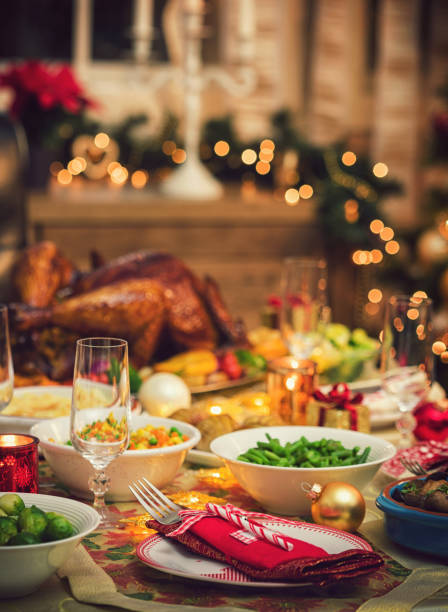istock Festive Place Setting with Christmas Decorations 1435958263
