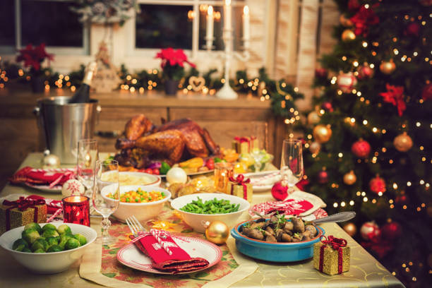 istock Festive Place Setting with Christmas Decorations 1435958284