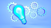 Light Bulb With Cog Symbol, Innovation Concept. Business Idea.