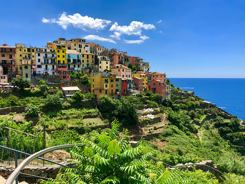 The city of Corniglia on the Ligurian Sea on the coast of Italy