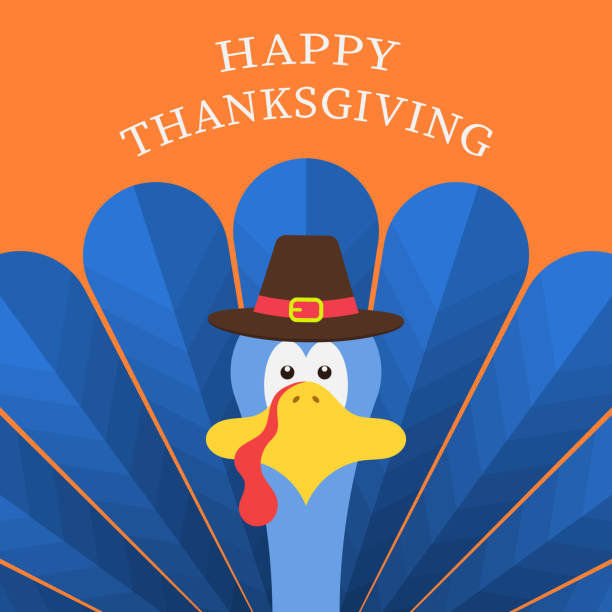 illustrations, cliparts, dessins animés et icônes de bonne bannière de thanksgiving. oiseau de dinde de dessin animé. arrière-plan vectoriel - funny bird