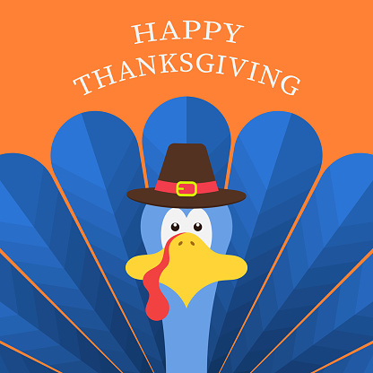 Happy thanksgiving banner. Cartoon turkey bird. Vector background EPS10