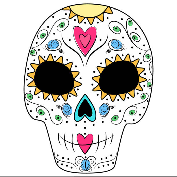 illustrations, cliparts, dessins animés et icônes de jour des morts. dia de los muertos. mexique. sugar skull sur fond transparent. autocollant. icône - square shape circle diamond shaped holidays and celebrations