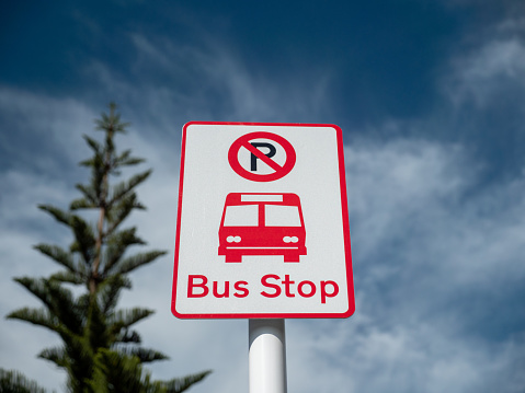 No parking on bus stop sign