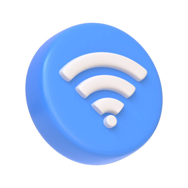 istock Blue Wireless network icon or technology wifi isolated on white background 1435983124