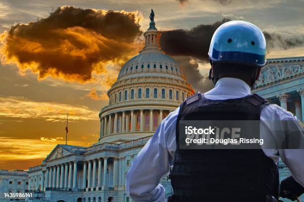 January 6th Insurrection Police Stock Photo - Download Image Now - Police Force, Capitol Building - Washington DC, Insurrection