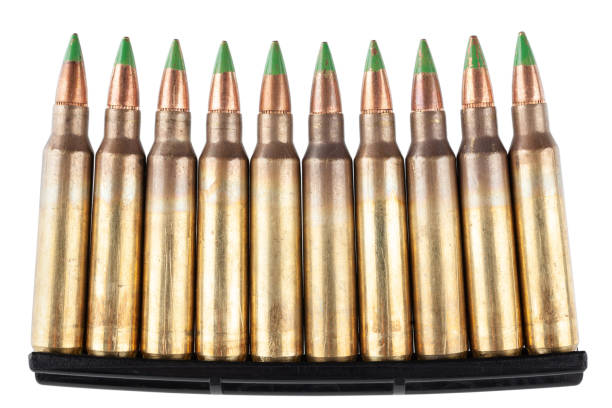istock 5.56mm NATO ammunition with cartridges in clip 1435989310