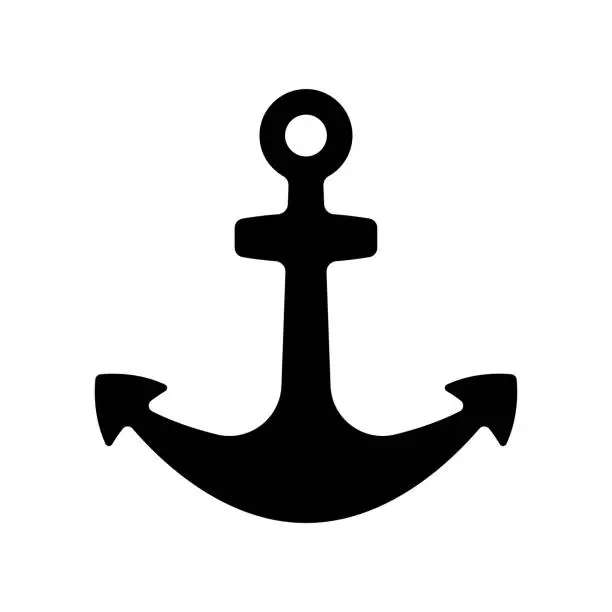 Vector illustration of Anchor icon. Black silhouette. Front side view. Vector simple flat graphic illustration. Isolated object on a white background. Isolate.