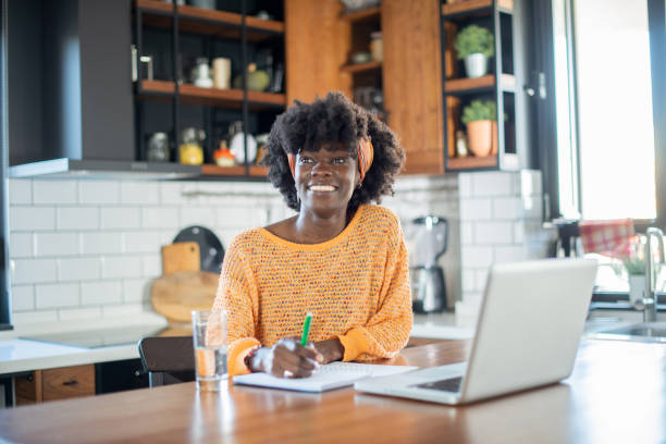istock Young woman working from home 1435994898