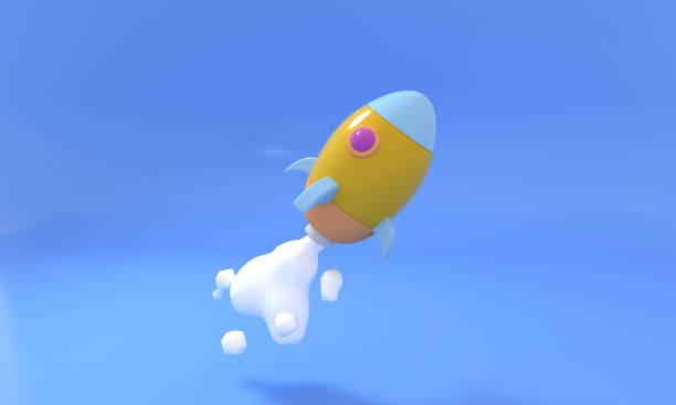 istock 3d rendering blue background cartoon spacecraft takes off business start concept 1436001078