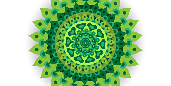 Emerald Indian mandala. Oriental design element. Green abstract pattern for any surface