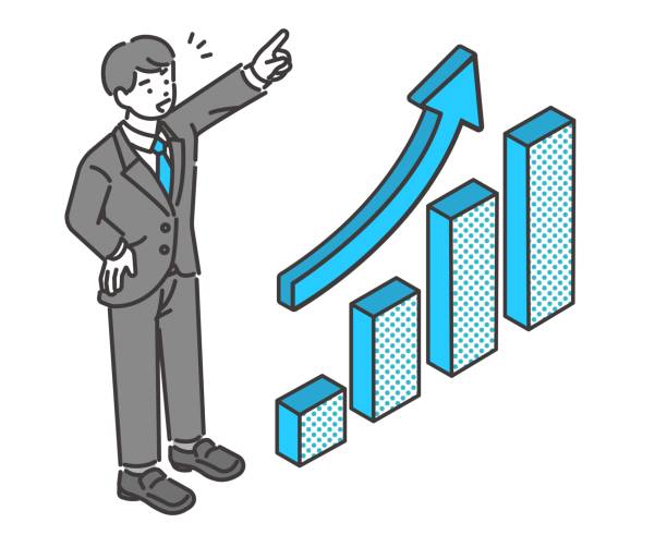 простота использования в бизнесе, изометрическая векторная иллюстрация бизнесмена / график / транзакция - mid adult men businessman men people stock illustrations