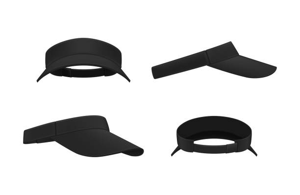 Sunshield black fashion headdress summer sun protection wear set realistic vector illustration vector art illustration