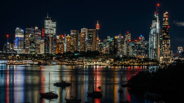 City lights, silhouettes and reflections.