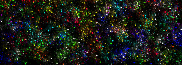 istock Colorful splash dots or sparkling sequins seamless background. Hand drawn spray texture. Gold dots, glitter, sparkles or glitter on black background endless template 1436013953