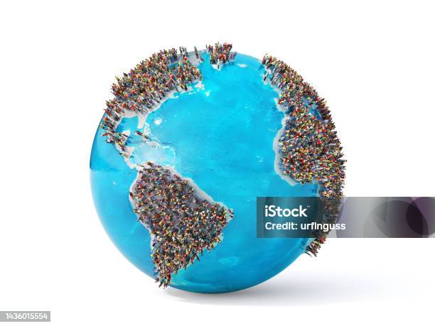 The Problem Of Overpopulation Earth Full Of People On A White Background 3d Illustration Stock Photo - Download Image Now