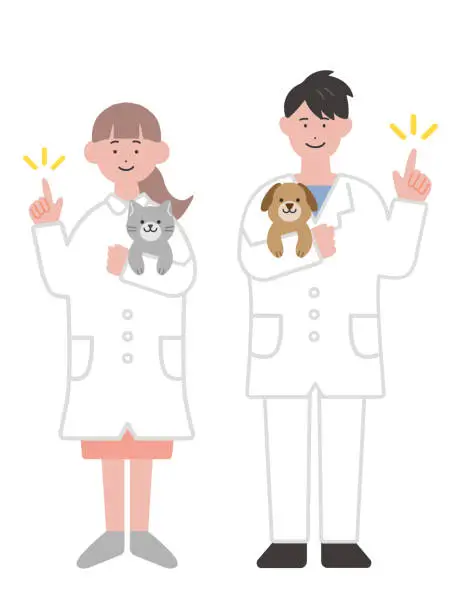 Vector illustration of Illustration of a pointing veterinarian