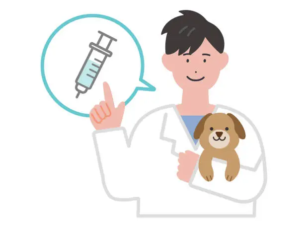 Vector illustration of Illustration of a veterinarian guiding vaccination