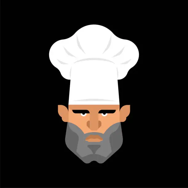 Vector illustration of Brutal chef face. chief-cooker head. Vector illustration
