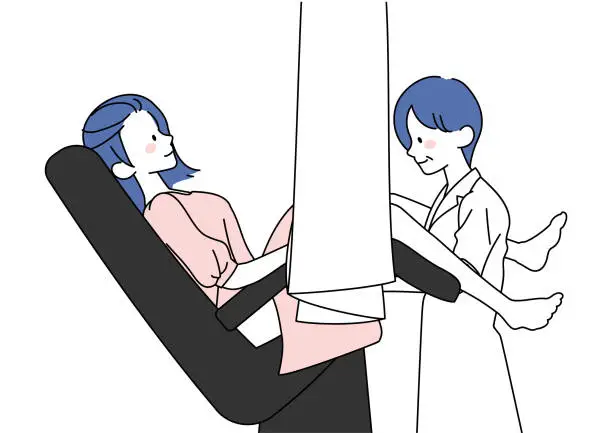 Vector illustration of Woman undergoing internal gynecological examination