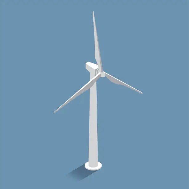 Vector illustration of Isometric_sharp and cool wind farm