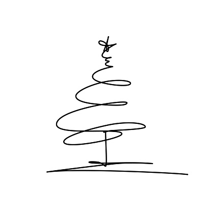 Hand-drawn vector drawing of a Christmas Tree. Editable stroke.