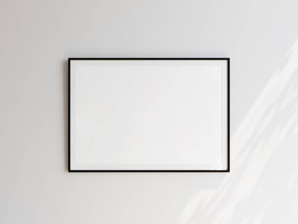 istock Large landscape picture with thin black frame over white background. Template for your content. 3D illustration. 1436030950