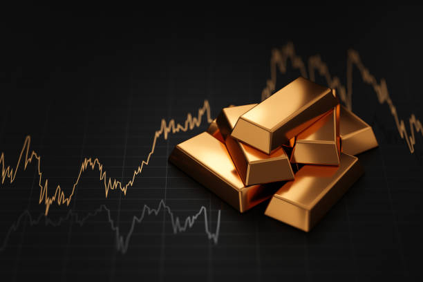 Gold market stock wealth business finance investment on money trade exchange 3d background of growth success financial currency graph or golden economy chart banking and digital price profit analysis. riqueza del mercado de oro inversión financiera empresarial en el intercambio de comercio de dinero antecedentes 3d de éxito del crecimiento gráfico de moneda financiera o gráfico de economía dorada banca y análisis digital de ganancias de precios.
