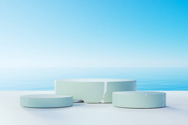istock 3d podium with copy space for product display presentation. Tropical summer and vacation concept. 1436032070