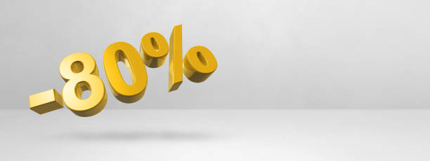 istock 80% off discount offer. 3D illustration isolated on white. Horizontal banner 1436034236