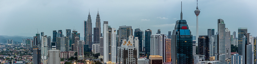 A Panorama shot from top view of Kuala Lumpur Cityscape