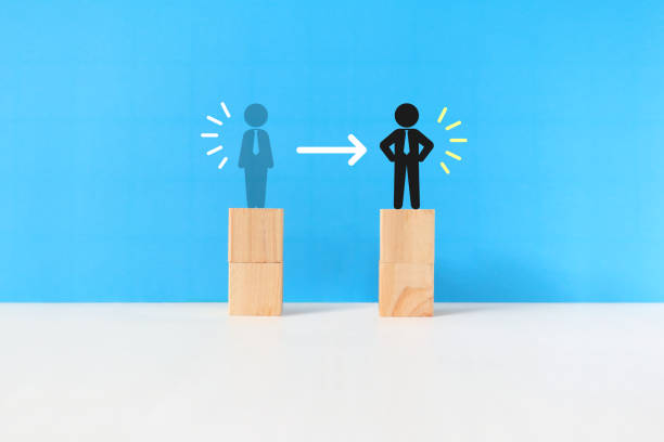 istock Pictogram moving from neighboring building blocks. 1436036747
