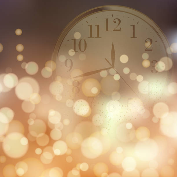 istock 2023 Happy New Year and Merry Christmas card with golden watch. Vector 1436038017