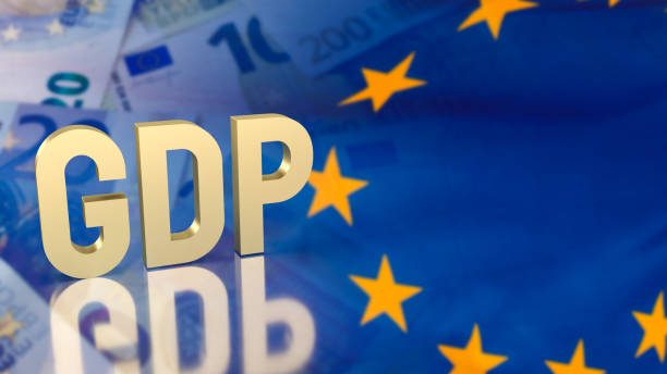 the gold gdp text on euro background for business concept 3d rendering - todas as unidades monetárias europeias imagens e fotografias de stock