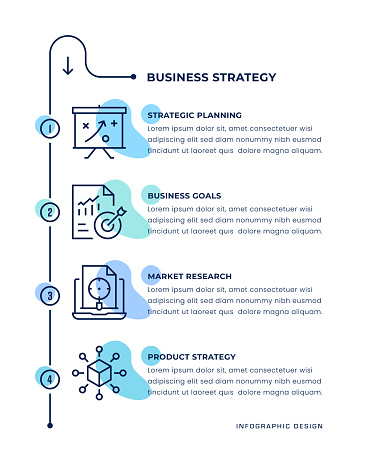 Business Strategy Vertical Four Steps Vector Infographic Concepts