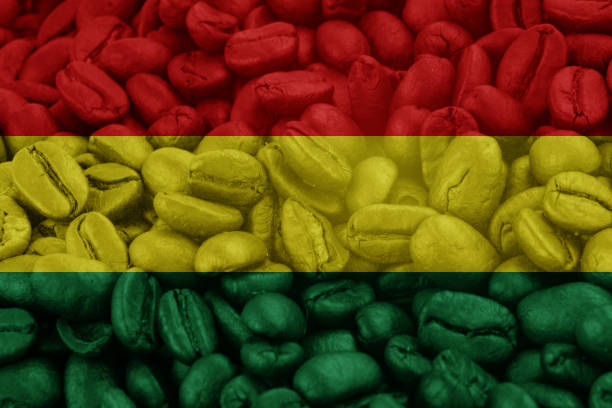 bolivia Flag on background coffee beans