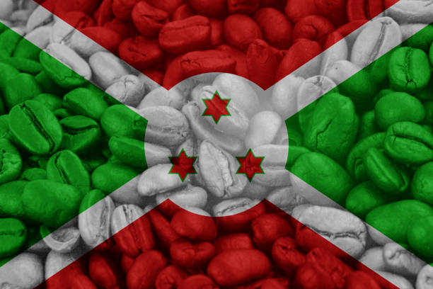burundi Flag on background coffee beans