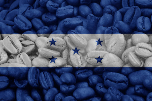 honduras Flag on background coffee beans